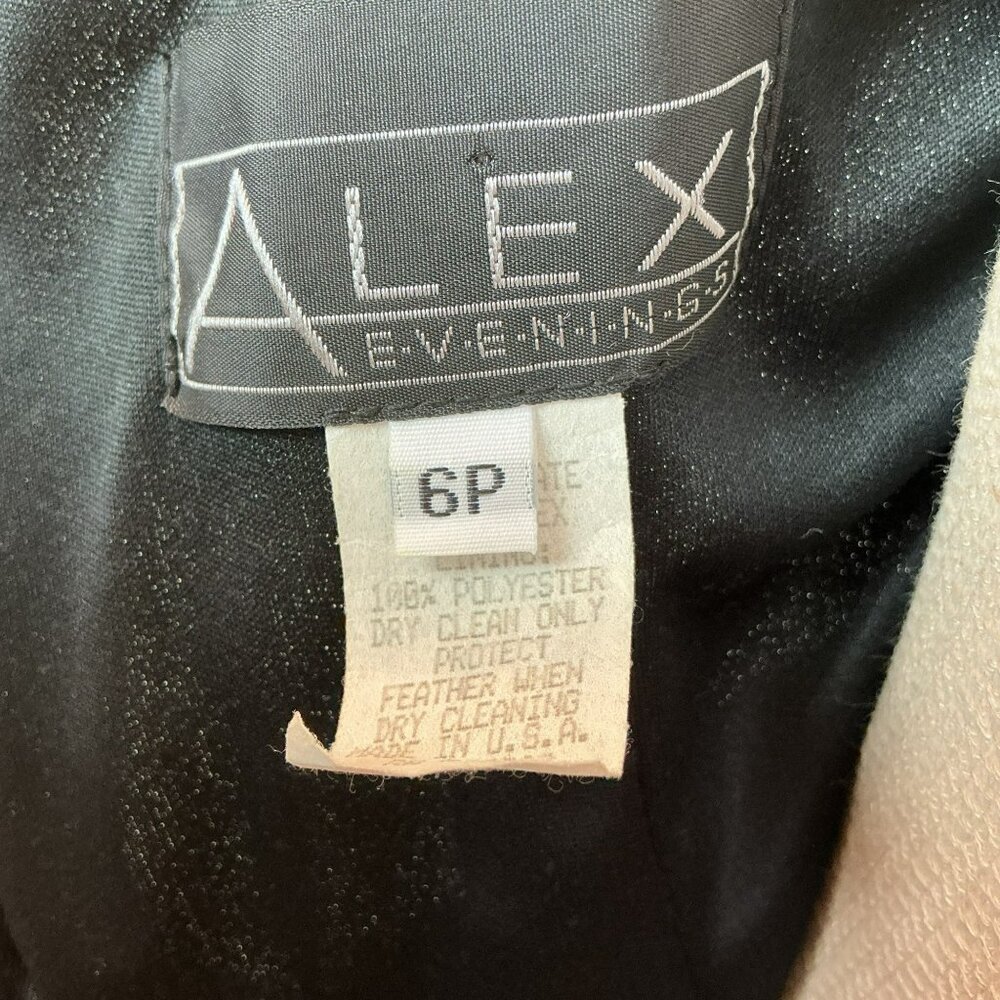 Alex Evenings Spaghetti Strap Feather Trim Evening Gown Womens 6P Black - Picture 8 of 10